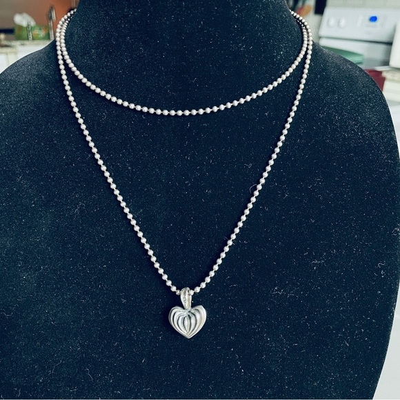 Lagos Caviar Vintage Puffy Ribbed Heart Sterling Silver Pendant Chain Ne… - Picture 7 of 8